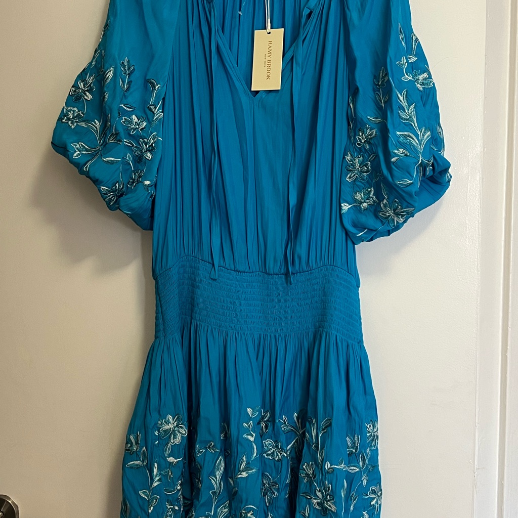 Ramy Brook Keanu Blue Puff Sleeve Dress